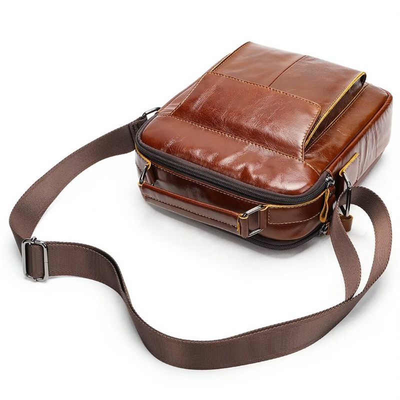 Bolsa Ombro Masculina Elegante Couro Crocodilo Allure - Marrom