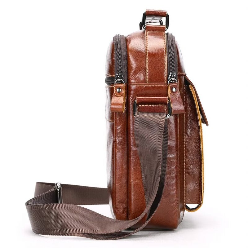 Bolsa Ombro Masculina Elegante Couro Crocodilo Allure - Marrom