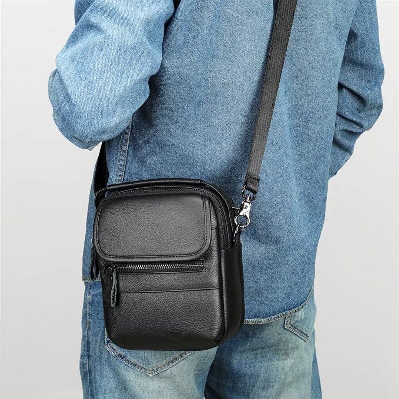 Bolsa Ombro Masculina Elegante Couro Frontier - Preto