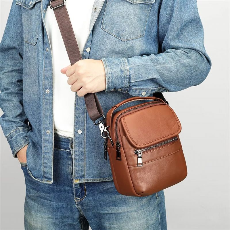 Bolsa Ombro Masculina Elegante Couro Frontier - Preto