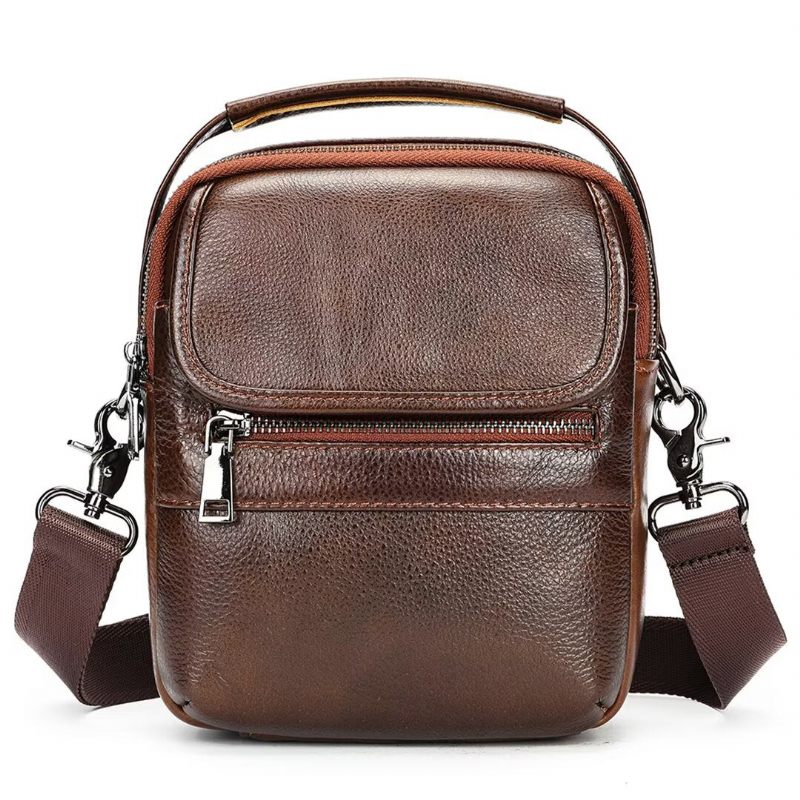 Bolsa Ombro Masculina Elegante Couro Frontier - Preto