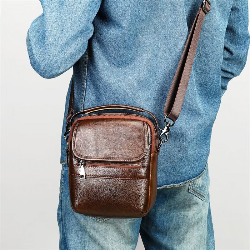 Bolsa Ombro Masculina Elegante Couro Frontier - Preto