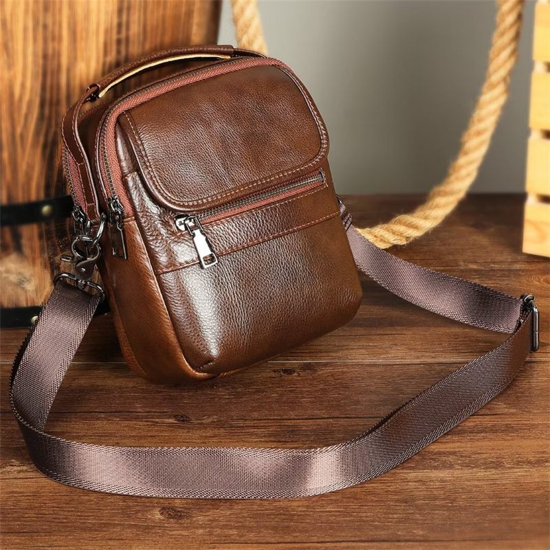 Bolsa Ombro Masculina Elegante Couro Frontier - Preto