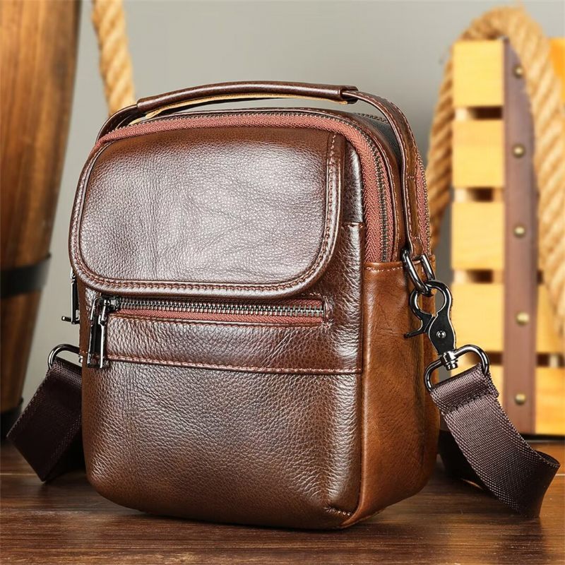 Bolsa Ombro Masculina Elegante Couro Frontier - Preto