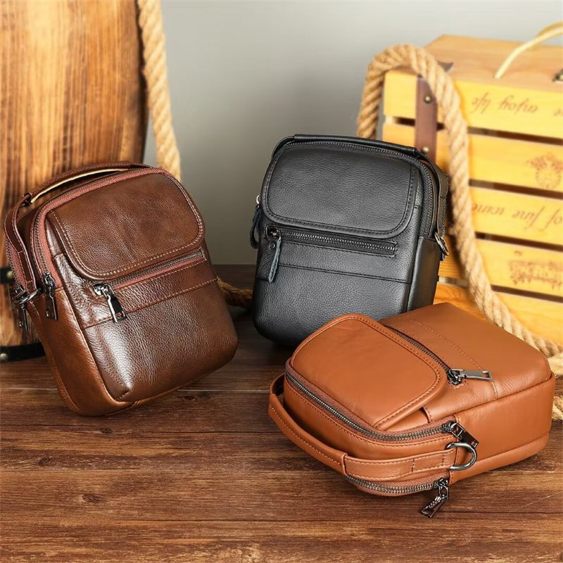 Bolsa Ombro Masculina Elegante Couro Frontier - Preto