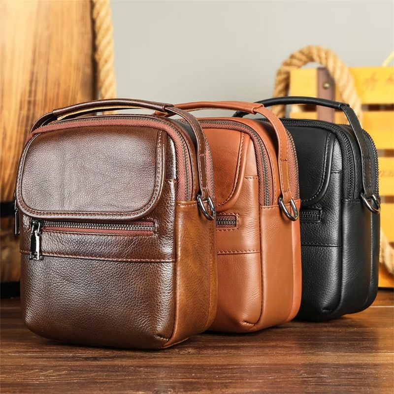 Bolsa Ombro Masculina Elegante Couro Frontier - Preto