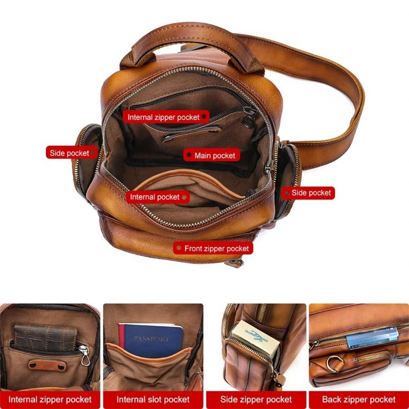 Bolsa Ombro Masculina Elegante Couro Jacaré Expedição - Marrom