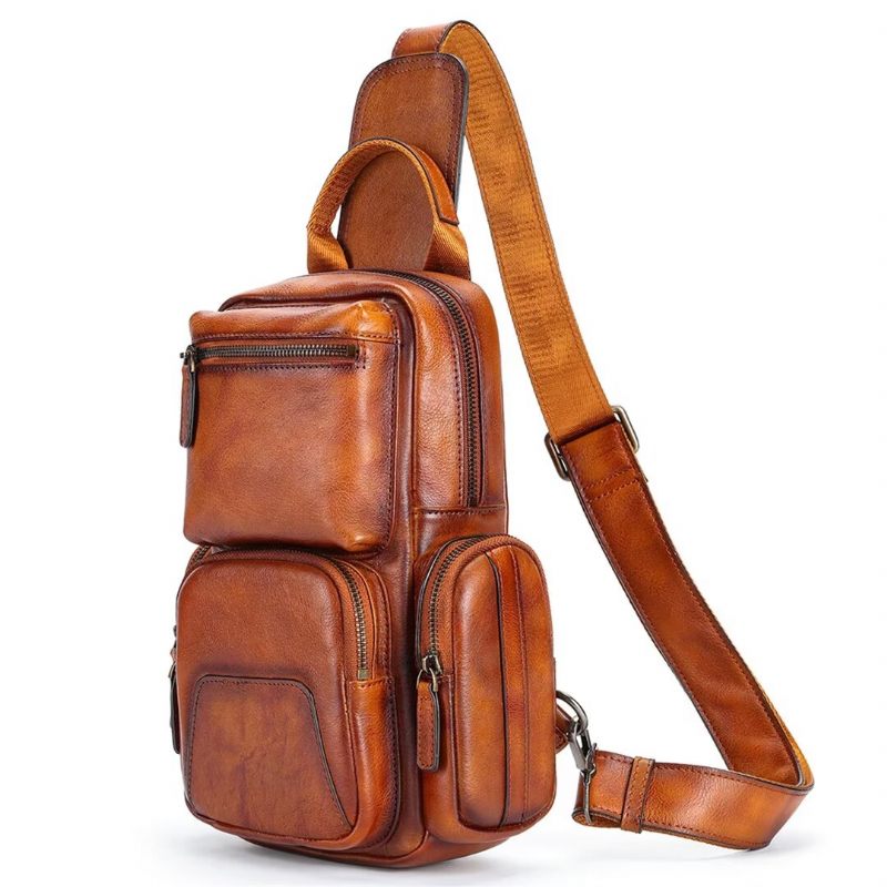 Bolsa Ombro Masculina Elegante Couro Jacaré Expedição - Marrom