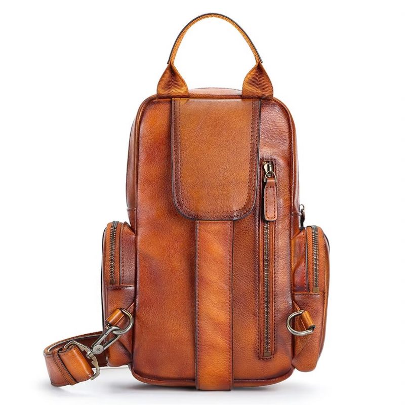 Bolsa Ombro Masculina Elegante Couro Jacaré Expedição - Marrom