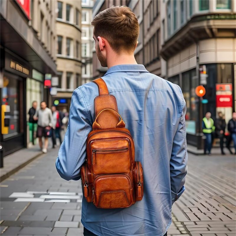 Bolsa Ombro Masculina Elegante Couro Jacaré Expedição - Marrom