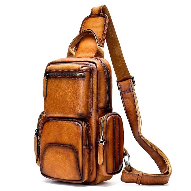 Bolsa Ombro Masculina Elegante Couro Jacaré Expedição - Marrom