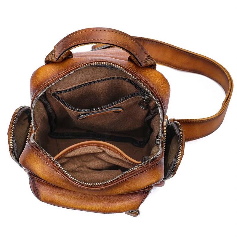 Bolsa Ombro Masculina Elegante Couro Jacaré Expedição - Marrom