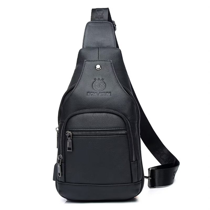 Bolsa Ombro Masculina Elegante Couro Para O Homem Moderno - Preto