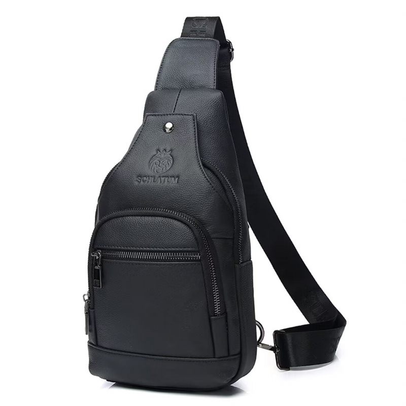 Bolsa Ombro Masculina Elegante Couro Para O Homem Moderno - Preto