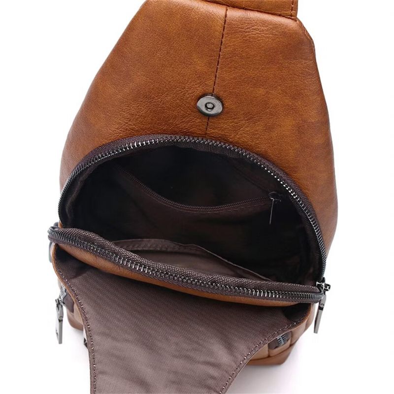 Bolsa Ombro Masculina Elegante Couro Para O Homem Moderno - Preto