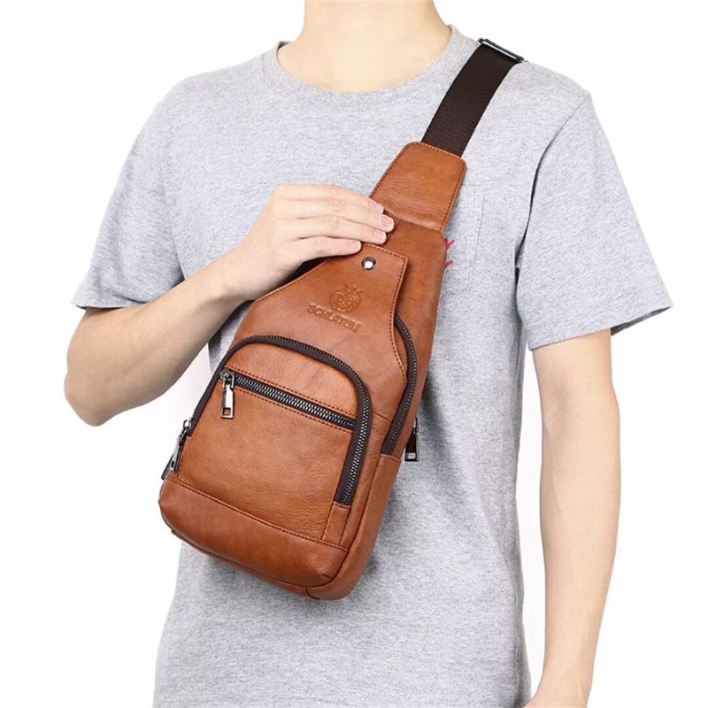 Bolsa Ombro Masculina Elegante Couro Para O Homem Moderno - Preto