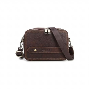 Bolsa Ombro Masculina Elegante Crossbody Clássica Couro Crazy Horse