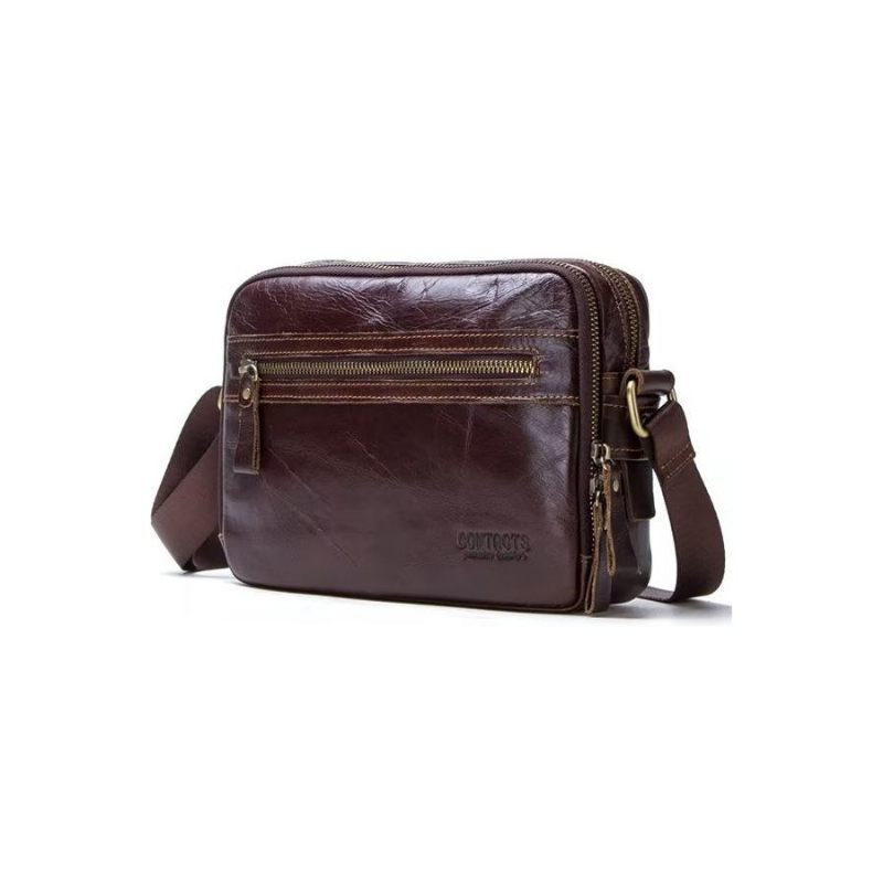 Bolsa Ombro Masculina Elegante Crossbody Compacta Couro Crazy Horse