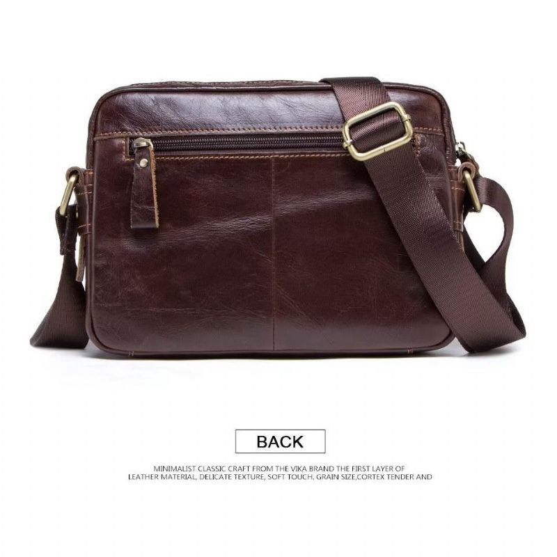 Bolsa Ombro Masculina Elegante Crossbody Compacta Couro Crazy Horse - Café