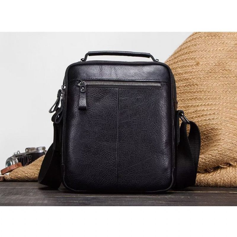 Bolsa Ombro Masculina Elegante Crossbody Couro Crazy Horse - Preto