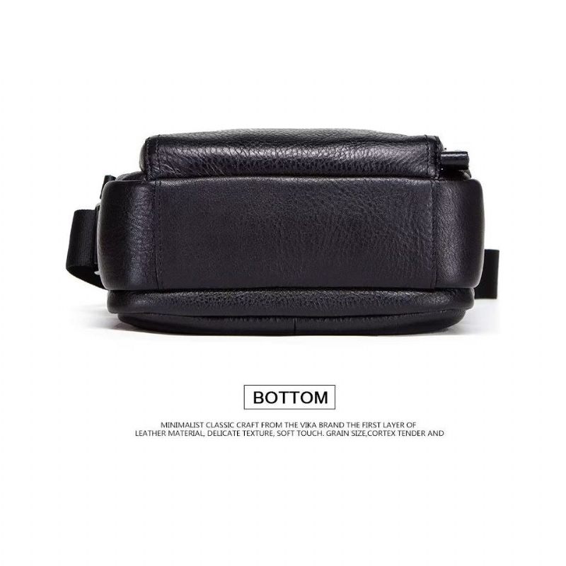 Bolsa Ombro Masculina Elegante Crossbody Couro Crazy Horse - Preto