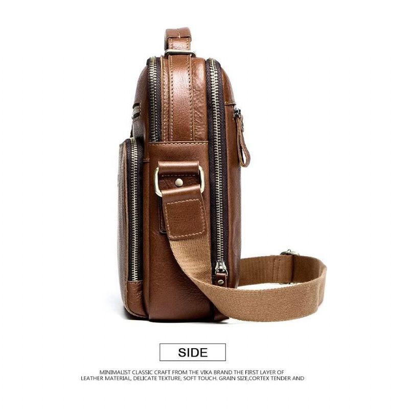 Bolsa Ombro Masculina Elegante Crossbody Couro Crazy Horse - Marrom