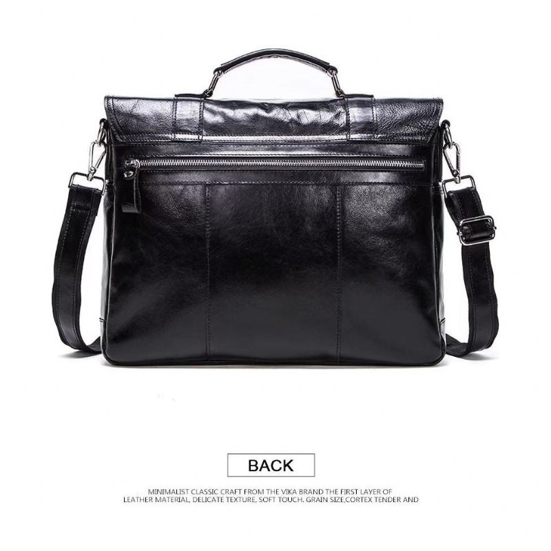 Bolsa Ombro Masculina Elegante Crossbody Couro Genuíno - Preto