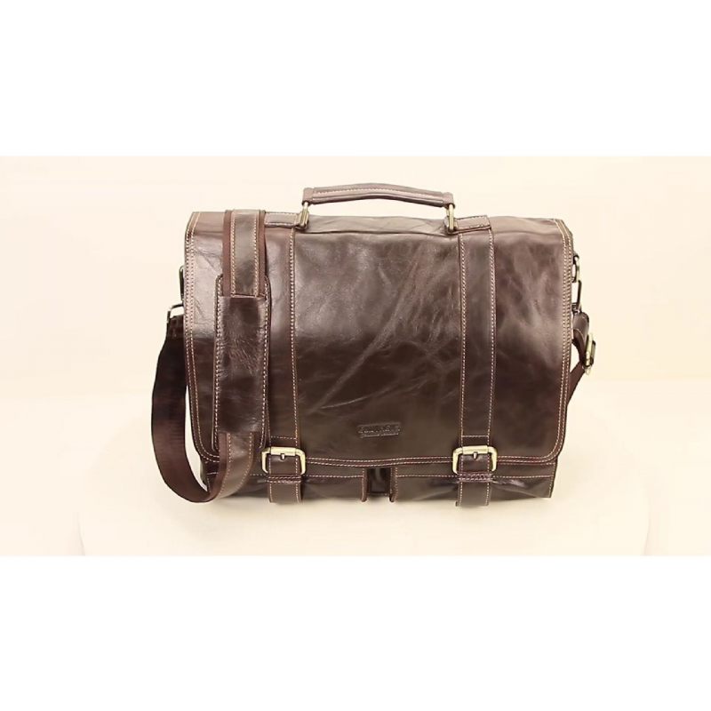 Bolsa Ombro Masculina Elegante Crossbody Couro Genuíno - Café