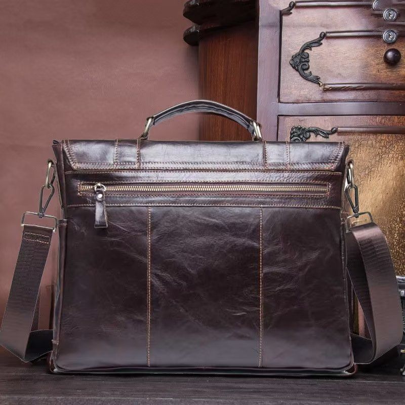 Bolsa Ombro Masculina Elegante Crossbody Couro Genuíno - Café