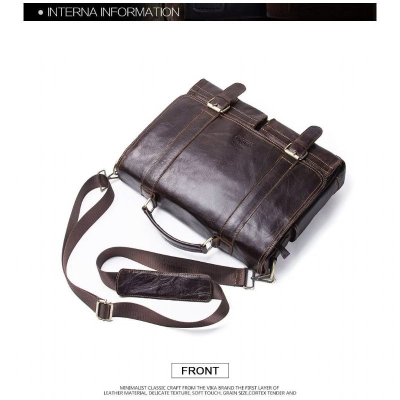 Bolsa Ombro Masculina Elegante Crossbody Couro Genuíno - Café