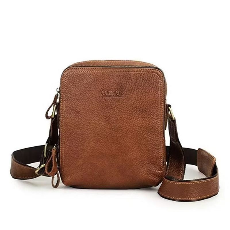 Bolsa Ombro Masculina Elegante Crossbody Robusta Couro Crazy Horse