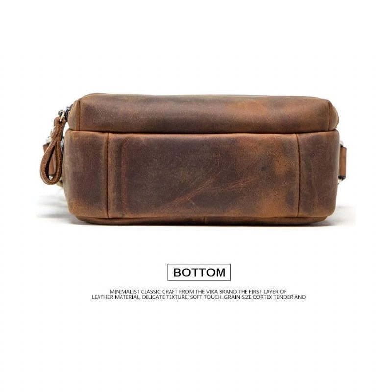 Bolsa Ombro Masculina Elegante Crossbody Robusta Couro Crazy Horse - Café