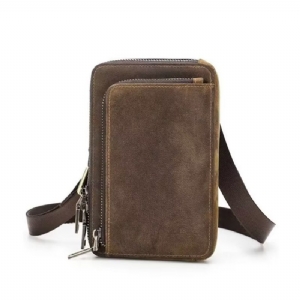 Bolsa Ombro Masculina Elegante Crossbody Vintage Couro Cavalo Louco