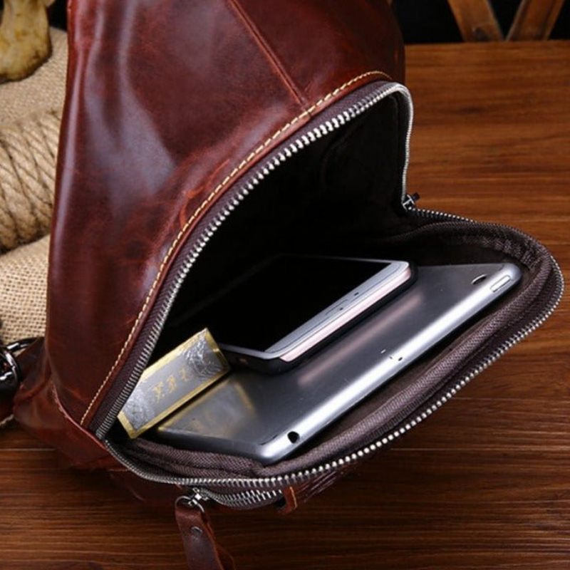 Bolsa Ombro Masculina Elegante Mensageiro Tipo Estilingue - Marrom