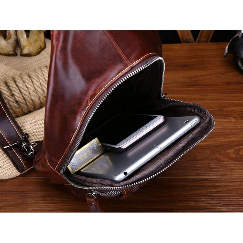 Bolsa Ombro Masculina Elegante Mensageiro Tipo Estilingue - Marrom