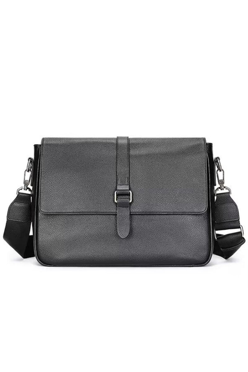 Bolsa Ombro Masculina Executiva Elite Em Couro Jacaré - Preto