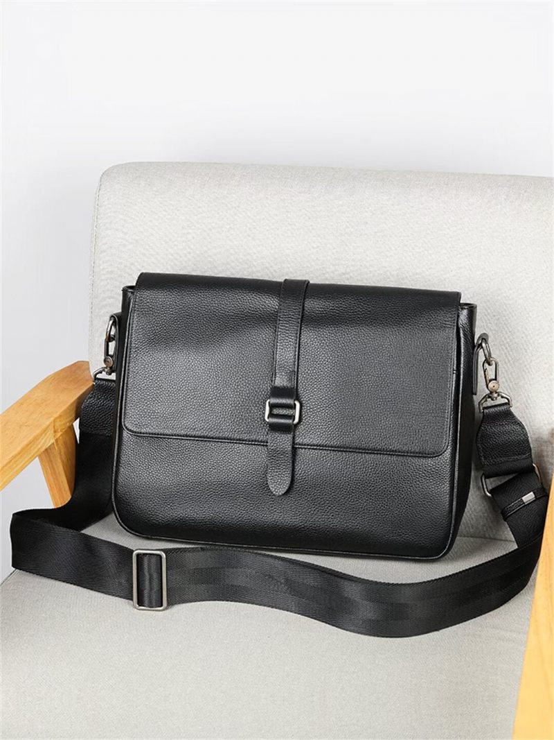 Bolsa Ombro Masculina Executiva Elite Em Couro Jacaré - Preto