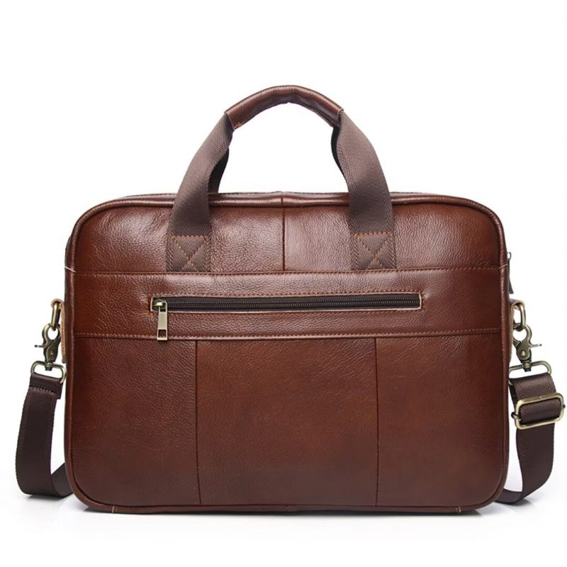 Bolsa Ombro Masculina Executiva Quadrada Couro - Marrom