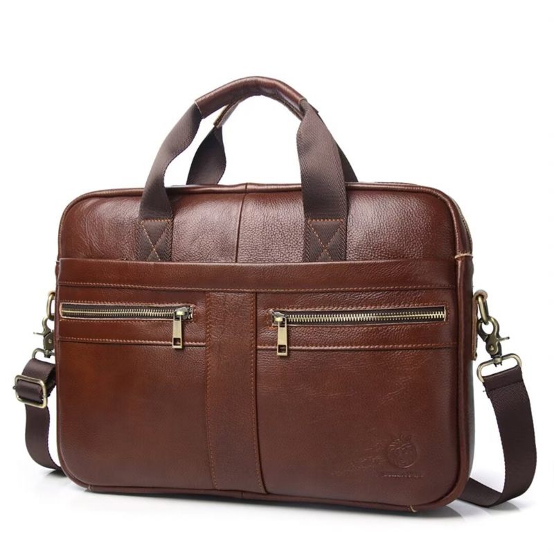 Bolsa Ombro Masculina Executiva Quadrada Couro - Marrom