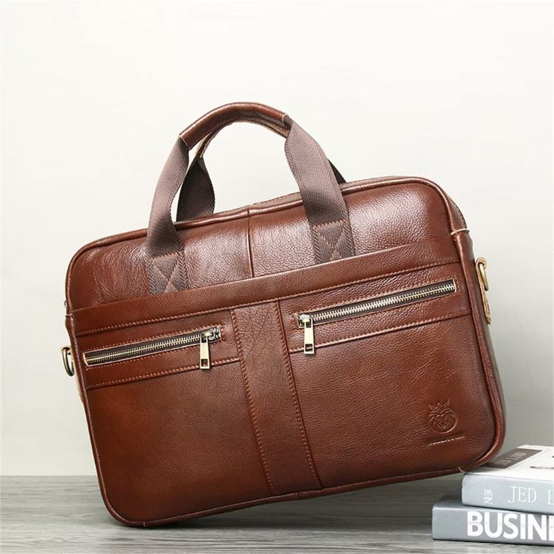 Bolsa Ombro Masculina Executiva Quadrada Couro - Marrom