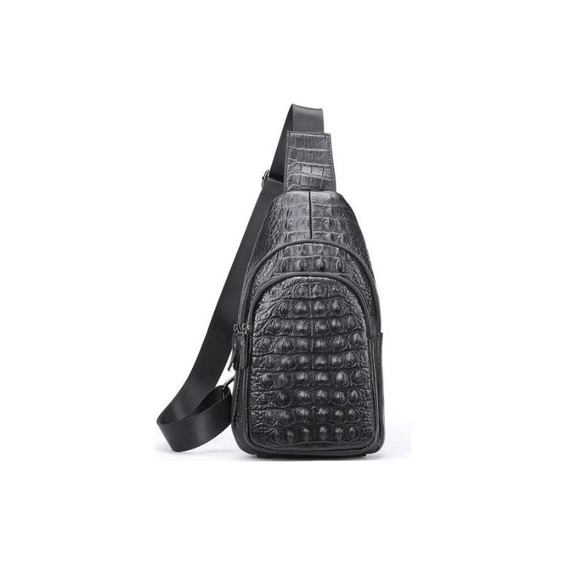 Bolsa Ombro Masculina Exótica Chique Crocodilo Mensageiro Em Relevo