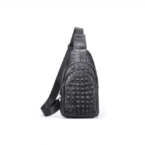 Bolsa Ombro Masculina Exótica Chique Crocodilo Mensageiro Em Relevo