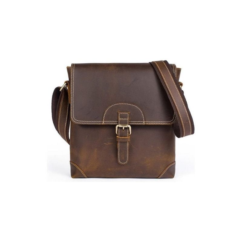 Bolsa Ombro Masculina Fashionista Chique Couro Crossbody Mensageiro - Café