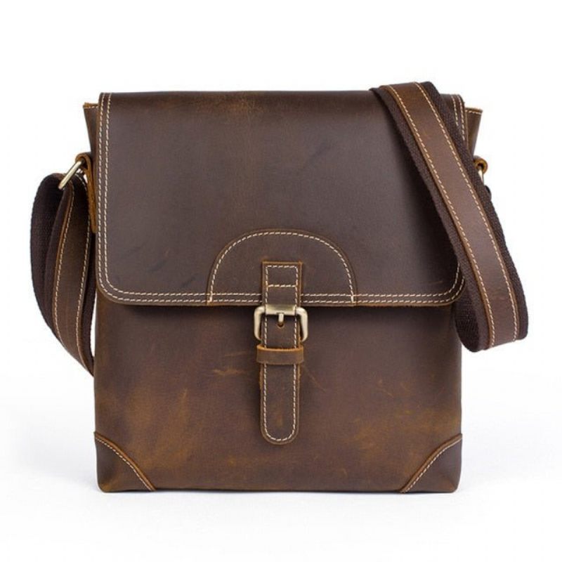 Bolsa Ombro Masculina Fashionista Chique Couro Crossbody Mensageiro - Café