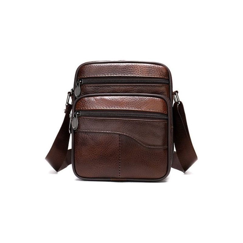 Bolsa Ombro Masculina Luxo Com Aba Couro Exótico Mensageiro Crossbody - Café 3