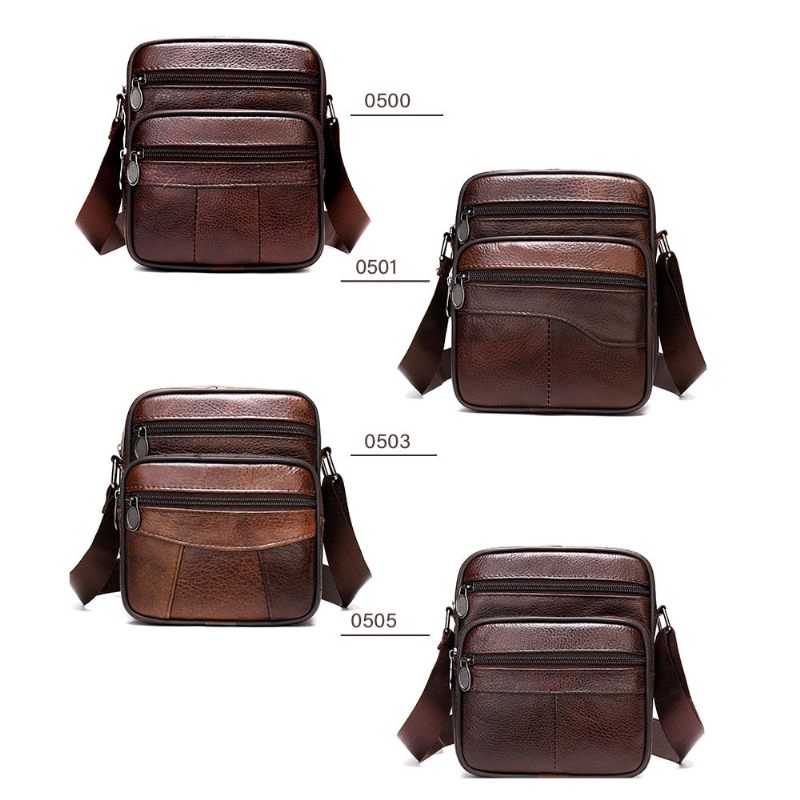 Bolsa Ombro Masculina Luxo Com Aba Couro Exótico Mensageiro Crossbody - Café