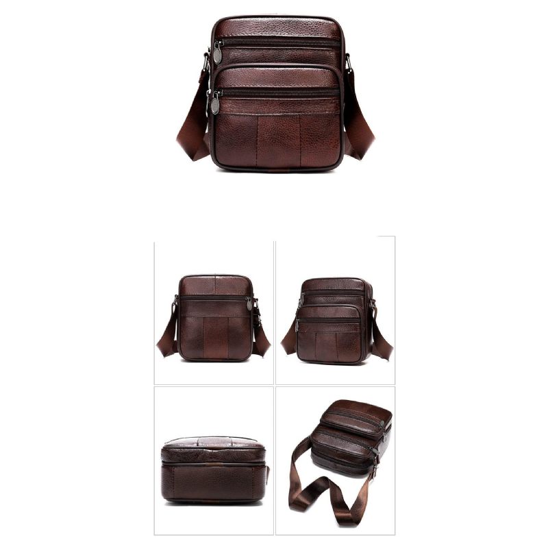 Bolsa Ombro Masculina Luxo Com Aba Couro Exótico Mensageiro Crossbody - Café 1