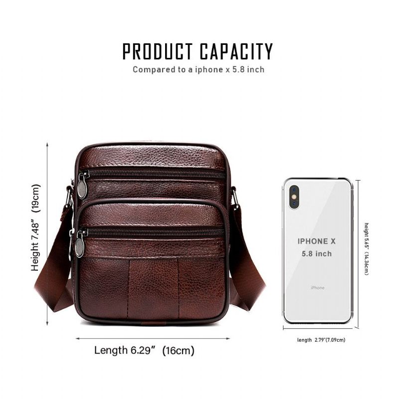 Bolsa Ombro Masculina Luxo Com Aba Couro Exótico Mensageiro Crossbody - Café 2