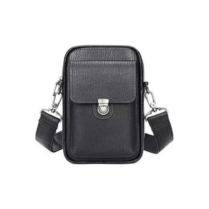 Bolsa Ombro Masculina Luxo Com Aba Couro Genuíno Vintage Crossbody