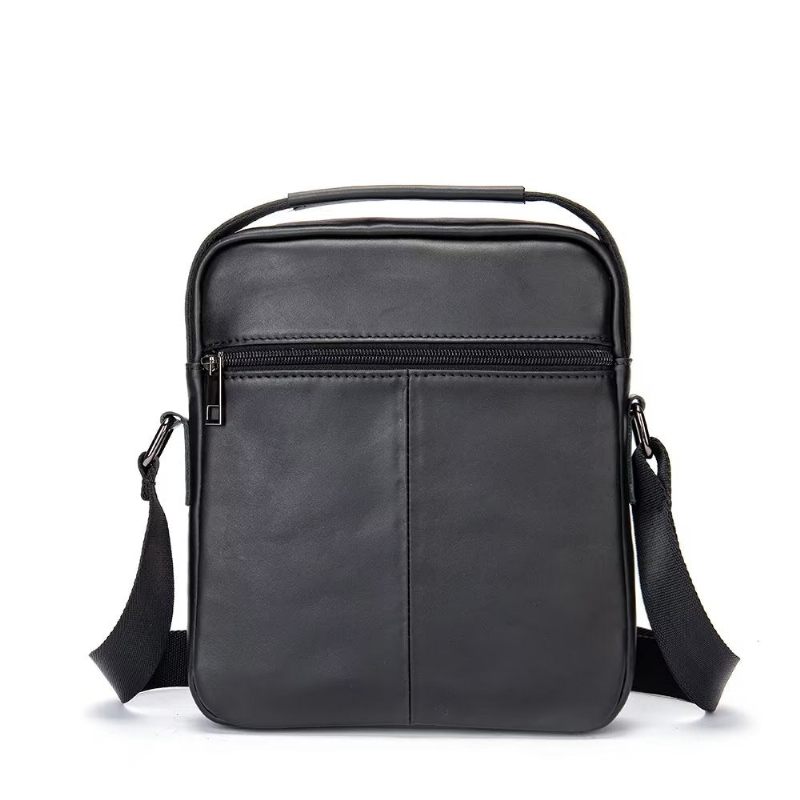 Bolsa Ombro Masculina Luxuosa Com Aba Couro Acolchoada Crossbody - Preto